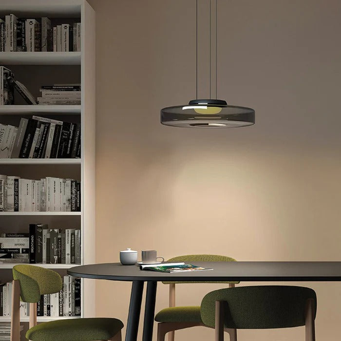 Hanglamp in glas met Bauhaus inspiratie voor eettafel en woonkamer, verstelbare verlichting, warm wit licht 2