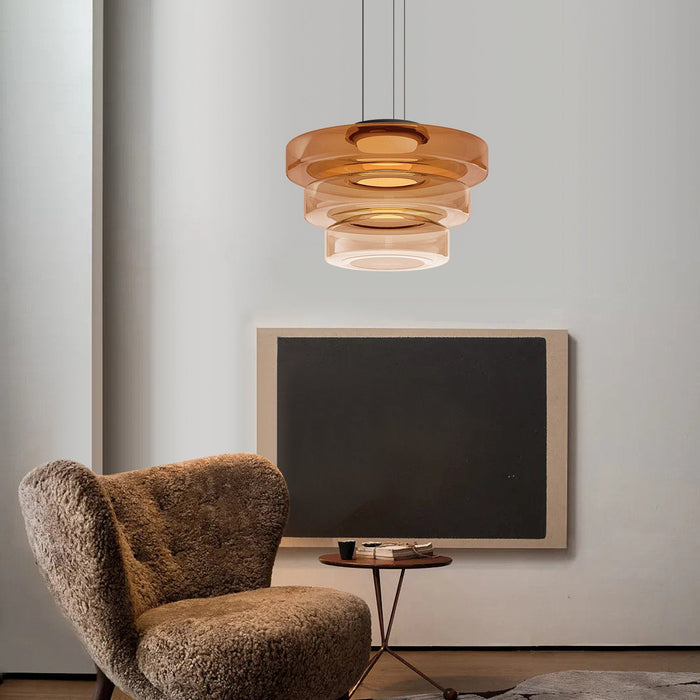Hanglamp in glas met Bauhaus inspiratie voor eettafel en woonkamer, verstelbare verlichting, warm wit licht 3