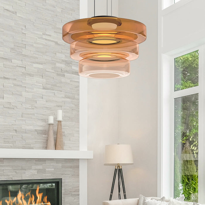 Hanglamp in glas met Bauhaus inspiratie voor eettafel en woonkamer, verstelbare verlichting, warm wit licht 6